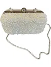 Golden Stella Women's Pearl Purse With Chain Strap In Cream/pearl