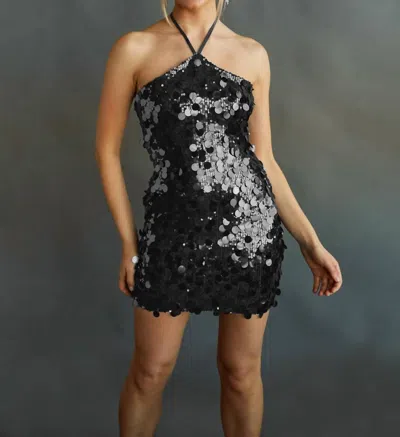 Golden Stevie Sequin Side Zipper Dress In Black