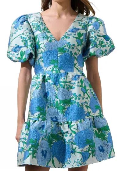 Golden Willa Floral Mini Dress In Blue