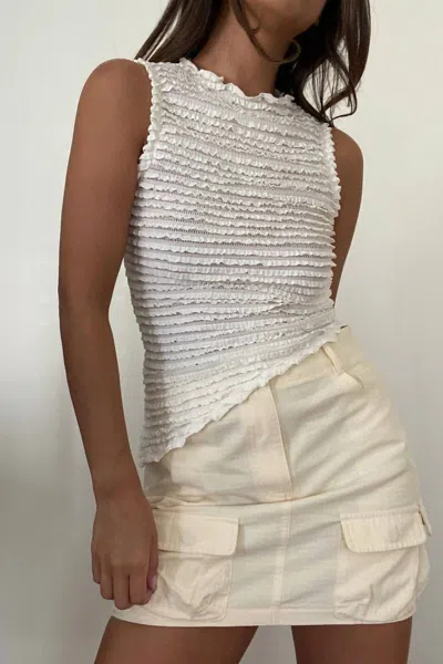 Golden Zeta Mid Rise Cargo Mini Skirt In Cream In White