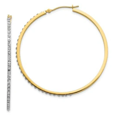Pre-owned Goldia 14k Diamond Fascination Large Round Hinged Hoop Earrings In Yellow