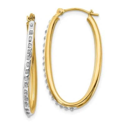 Pre-owned Goldia 14k Diamond Fascination Oval Twist Hoop Earrings In Yellow