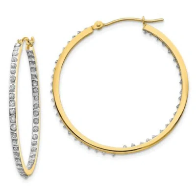 Pre-owned Goldia 14k Diamond Fascination Round Hinged Hoop Earrings In Yellow