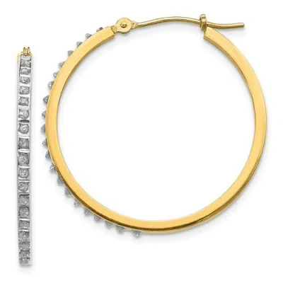 Pre-owned Goldia 14k Diamond Fascination Round Hinged Hoop Earrings In Yellow