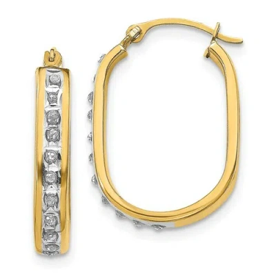Pre-owned Goldia 14k Diamond Fascination Squared Hinged Hoop Earrings In Yellow