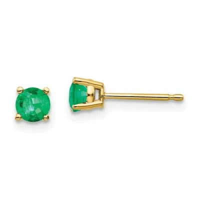 Pre-owned Goldia 14k Emerald Post Earrings In Yellow