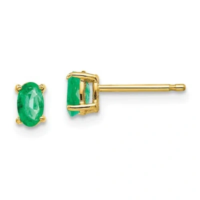 Pre-owned Goldia 14k Emerald Post Earrings In Yellow