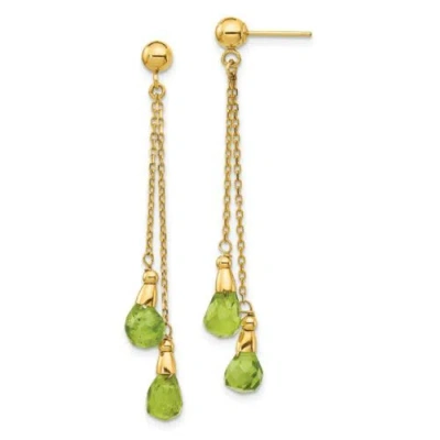 Pre-owned Goldia 14k Peridot Dangle Earrings In Yellow