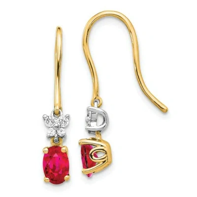 Pre-owned Goldia 14k Two Tone Diamond & Ruby Earrings In Gold
