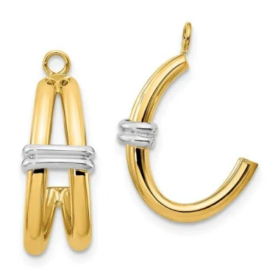 Pre-owned Goldia 14k Two-tone Polished Double J-hoop Earring Jackets In Gold