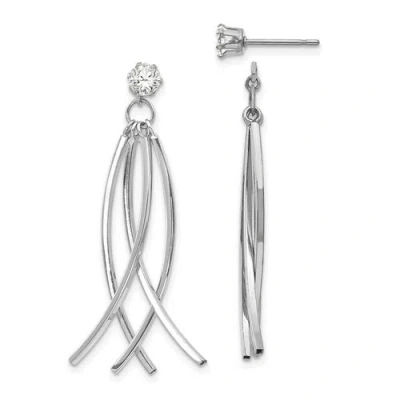 Pre-owned Goldia 14k White Gold Curved Dangles With Cz Stud Earring Jackets