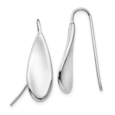 Pre-owned Goldia 14k White Gold Curved Tear Drop Wire Earrings