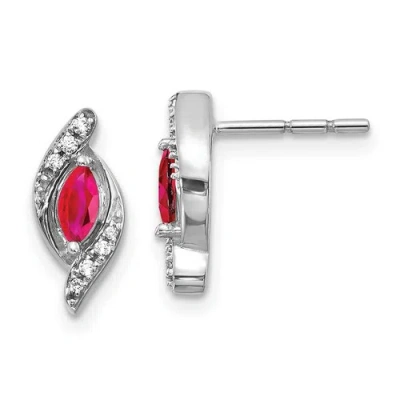 Pre-owned Goldia 14k White Gold Diamond & Ruby Earrings