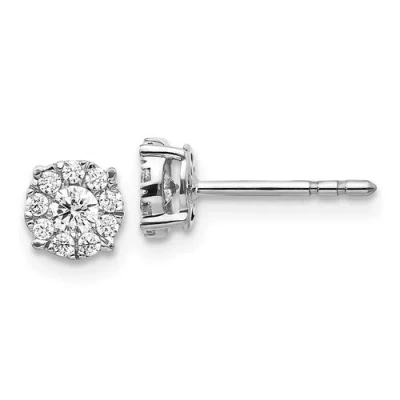 Pre-owned Goldia 14k White Gold Diamond Cluster Post Earrings