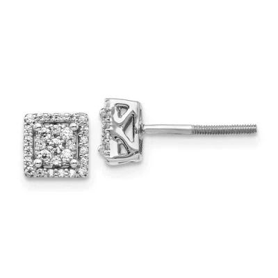 Pre-owned Goldia 14k White Gold Diamond Square Screw Back Post Earrings