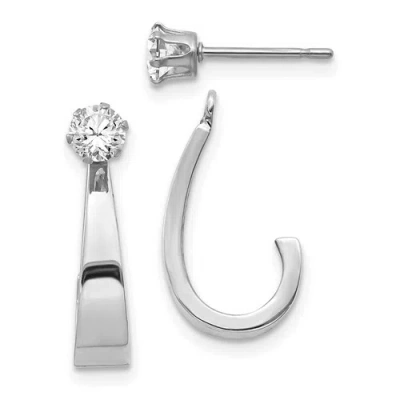 Pre-owned Goldia 14k White Gold J Hoop W/cz Earring Jacket