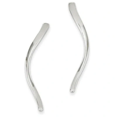 Pre-owned Goldia 14k White Gold Long Curled Post Earrings