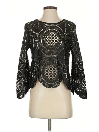 Pre-owned Goldie 3/4 Sleeve Top Black Keyhole Neckline Tops