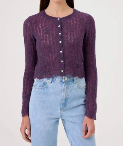 Goldie Alpaca Pointelle Cardigan In Violet Multi In Purple