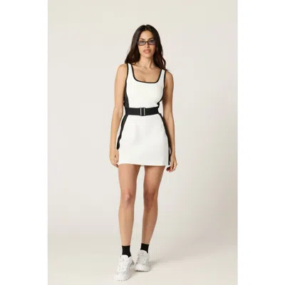 Goldie Byrd Belted Contrast Tank Dress In White
