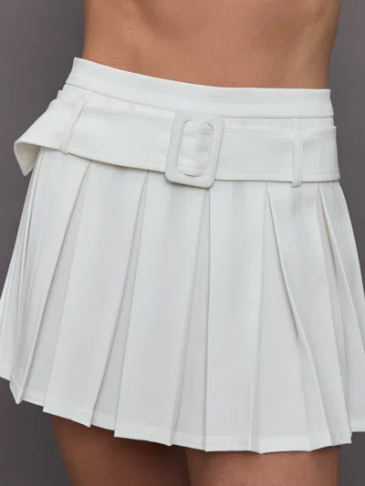 Goldie Byrd Belted Pleated Skirt In Cream