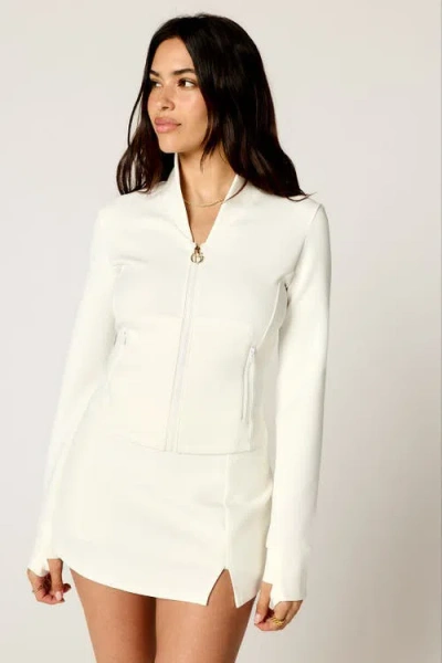Goldie Byrd Luxe Zip Up Jacket In White
