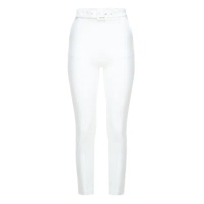 GOLDIE BYRD WOMEN'S BELTED HYBRID PANTS - WHITE