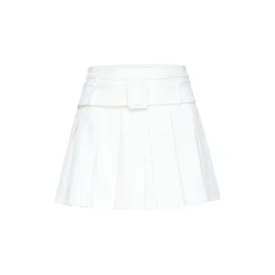 GOLDIE BYRD WOMEN'S BELTED PLEATED SKIRT - WHITE