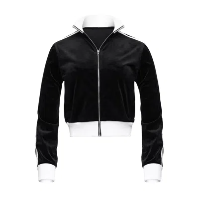 GOLDIE BYRD WOMEN'S BLACK VELOUR TRACK JACKET
