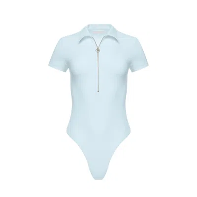 GOLDIE BYRD WOMEN'S ZIP FRONT SMOOTHING BODYSUIT - BLUE