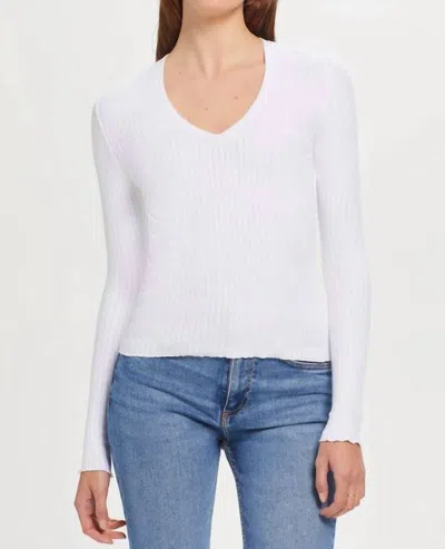 Goldie Chelsea V Neck Long Sleeve Tee In White