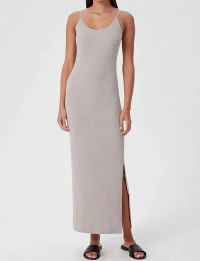 Goldie Claire Ribbed Maxi Dress In Taupe