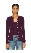 Goldie Classic Cardigan Gold Button In Burgundy