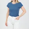 Goldie Classic Metallic Tipped Ringer Tee In Denim Heather In Blue