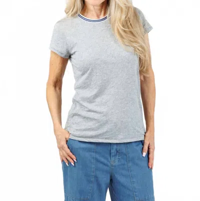 Goldie Classic Metallic Tipped Ringer Tee In Gray Heather In Animal Print