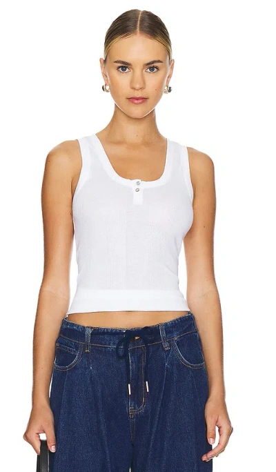 Goldie Cotton Rib Henley Tank In White