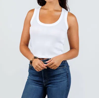 Goldie Cotton Variegated Rib Crop Tank In White