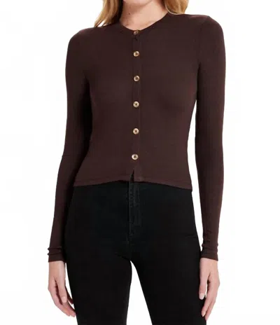 Goldie Crop Long Sleeve Cardigan In Coffee In Brown