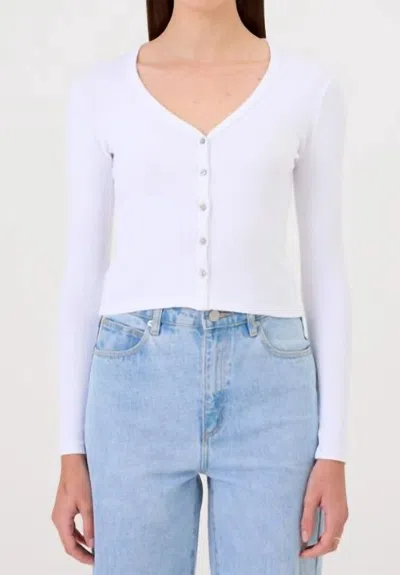 Goldie Crop V Cardigan In White
