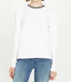 GOLDIE FINE TERRY RINGER LONG SLEEVE TEE IN TIPPED WHITE