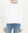 Goldie Long Sleeve Fine Terry Ringer Tee In White