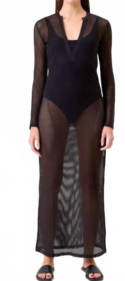 Goldie Fishnet Caftan In Black