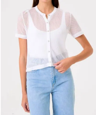 Goldie Fishnet S/s Crop Button Up In White