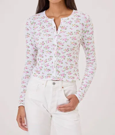 Goldie Fleur Crop Cardigan - Petite In White Floral In Multi