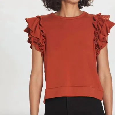 Goldie Flutter Sleeve French Terry Shell Top In Orange
