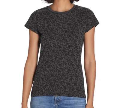 Goldie Forget Me Not Ringer Tee In Charcoal Heather / Black Floral In Grey
