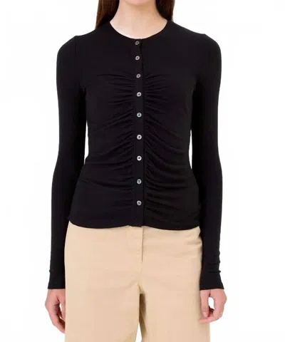 Goldie Front Ruched Cardigan In Black