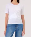 Goldie Short Sleeve Tie Front Wrap Tee In White In White