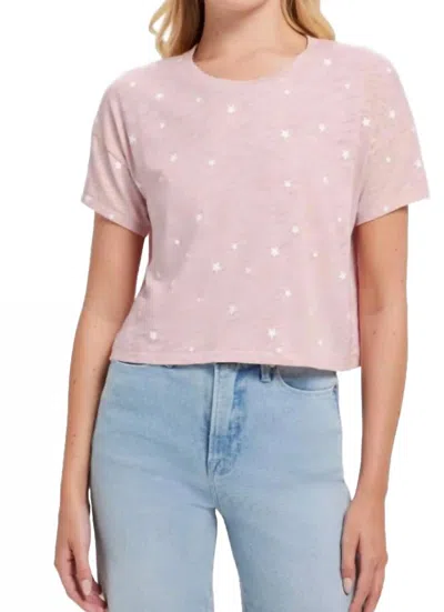 Goldie Galaxy Drop Shoulder Crop Tee In Rose Quartz In Pink