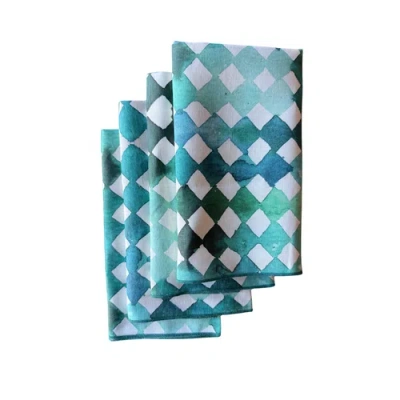 Goldie Home Blue Diamond Napkin Set Of 4